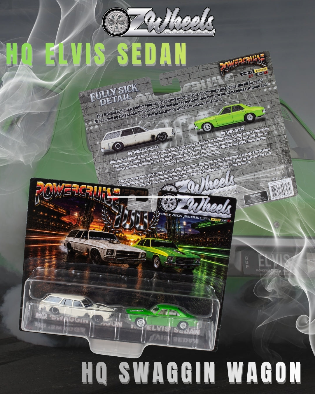 1:64 Ozwheels Powercruise Twinpack - HQ Elvis Sedan & HQ Swaggin Wagon